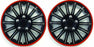 Universal Fit 14" Lighting Black & Red Caravan Wheel Trims Pair SWUX65