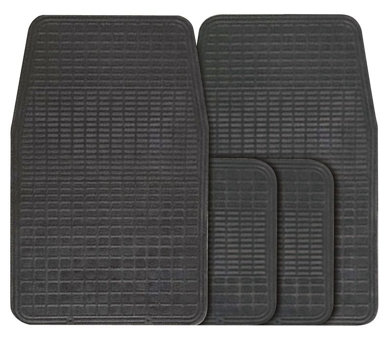 Universal Fit 4 Piece Anti Slip Black Rubber Car Mat Set BRMS