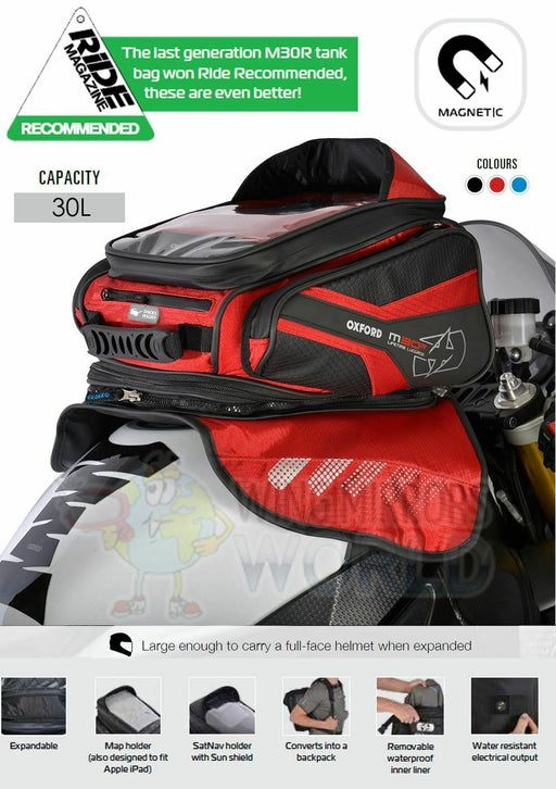 Universal Fit Oxford Universal Magnetic Luggage Tank Bag 30L Map Sat Nav Red OL246