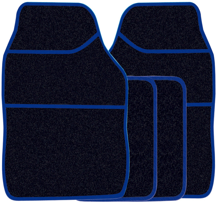 Universal Fit 4 Piece Anti Slip Black & Red Extreme Velour Car Mat Set SWBCMBL