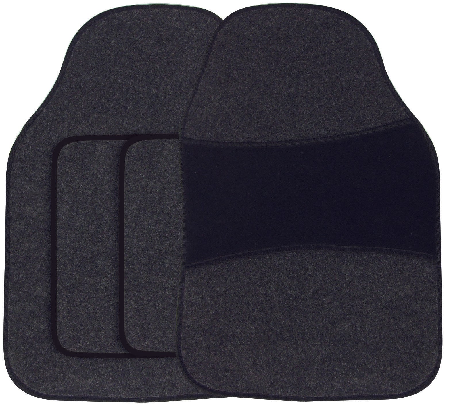Universal Fit 4 Piece Anti Slip Black Heel Milano Velour Car Mat Set SWBCMTT