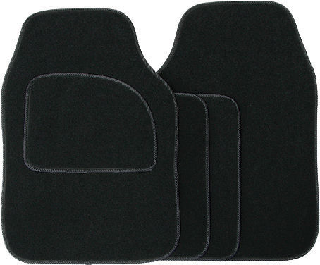 Universal Black 4 Piece Car Mat Set Anti Slip Cargo Velour SWCM29
