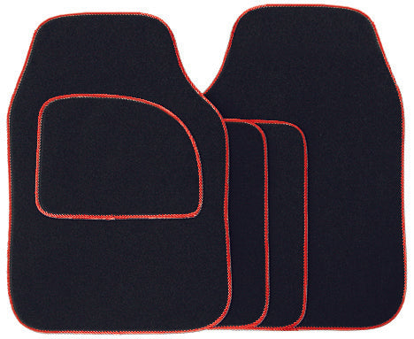 Universal Fit 4 Piece Anti Slip Black & Red Boost Velour Car Mat Set SWCM30