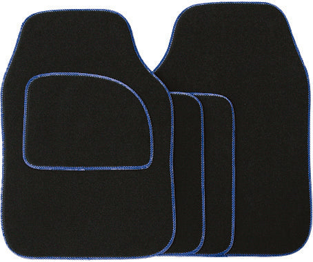 Universal Fit 4 Piece Anti Slip Black & Blue Element Velour Car Mat Set SWCM32