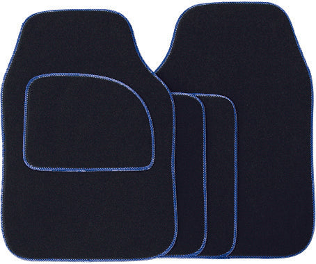 Universal Fit 4 Piece Anti Slip Black & Blue Element Velour Car Mat Set SWCM32