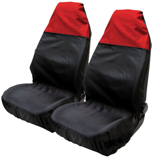 Universal Fit Car Front Seat Protectors Water Resistant Cover Red Black Pair SWSC50