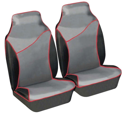 Universal Fit Front Seat Protectors Heavy Duty Waterproof Cover Grey Red Pair SWSC64