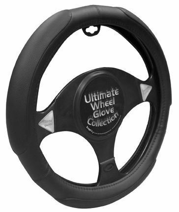 Universal Black Soft Grip Steering Wheel Cover Glove 37cm SWWG11