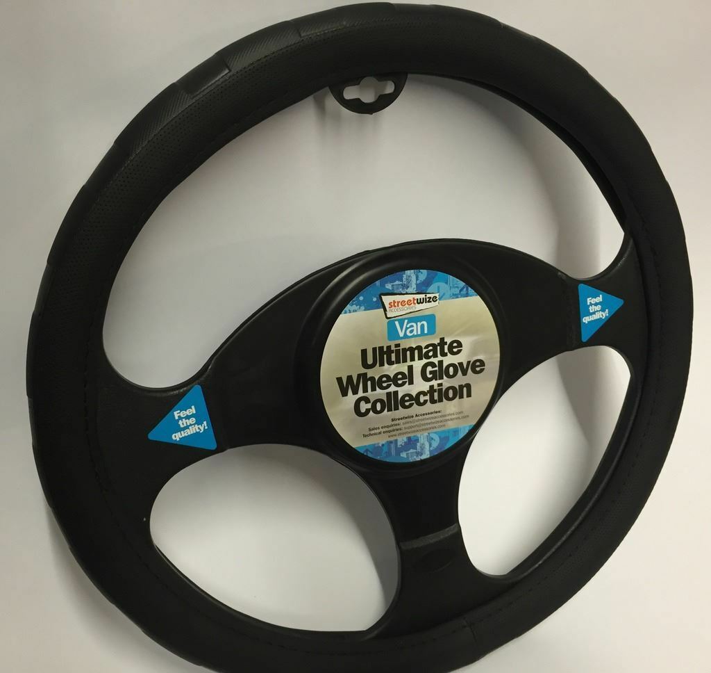 Universal Fit Black Chunky Soft Grip Steering Wheel Cover Glove 39cm SWWG14