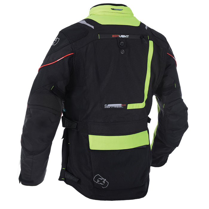 Oxford Men's Montreal 3.0 Motorcycle Jacket Coat Black & Fluorescent