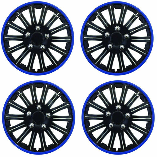 Universal Car Wheel Trims Hub Caps Plastic Covers Lightning 14" Black & Blue SWUX74