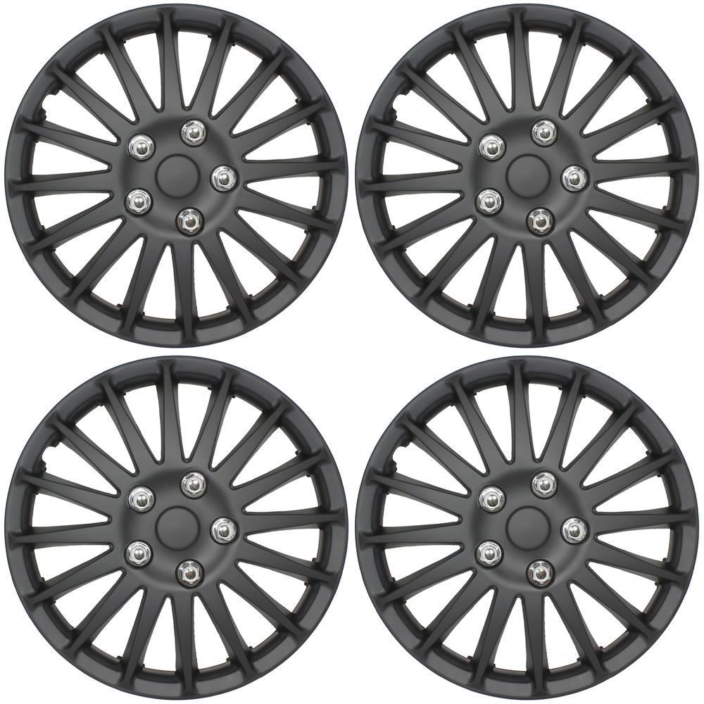 Universal Car Wheel Trims Hub Caps Plastic Covers Lightning 15" Black SWUX62