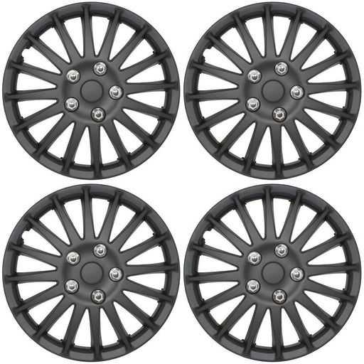 Universal Car Wheel Trims Hub Caps Plastic Covers Lightning 15" Black SWUX62