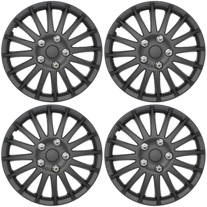 Universal Car Wheel Trims Hub Caps Plastic Covers Lightning 15" Black SWUX62
