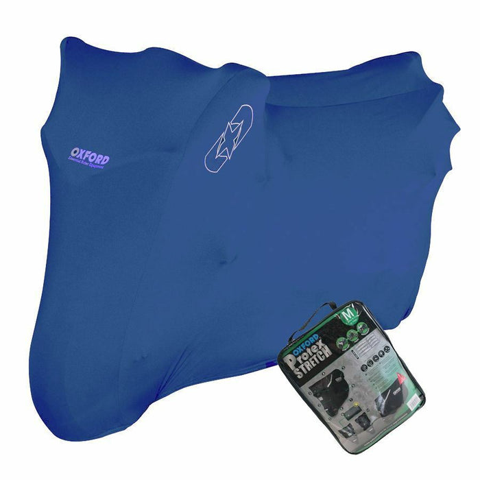 Universal Fit Oxford Protex Stretch Motorcycle Breathable Dust Cover Motorbike Blue CV180