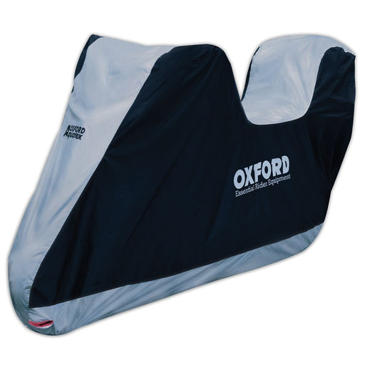 Universal Fit Oxford Motorcycle With Top Box Cover Waterproof White Black Aquatex CV207