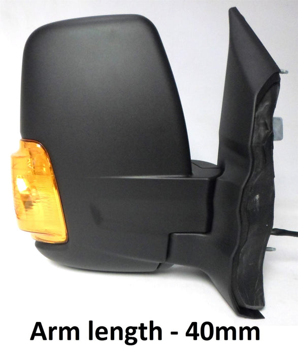 Ford Transit Mk8 3/14+ Short Arm Wing Mirror Manual Indicator 16w Black Drivers