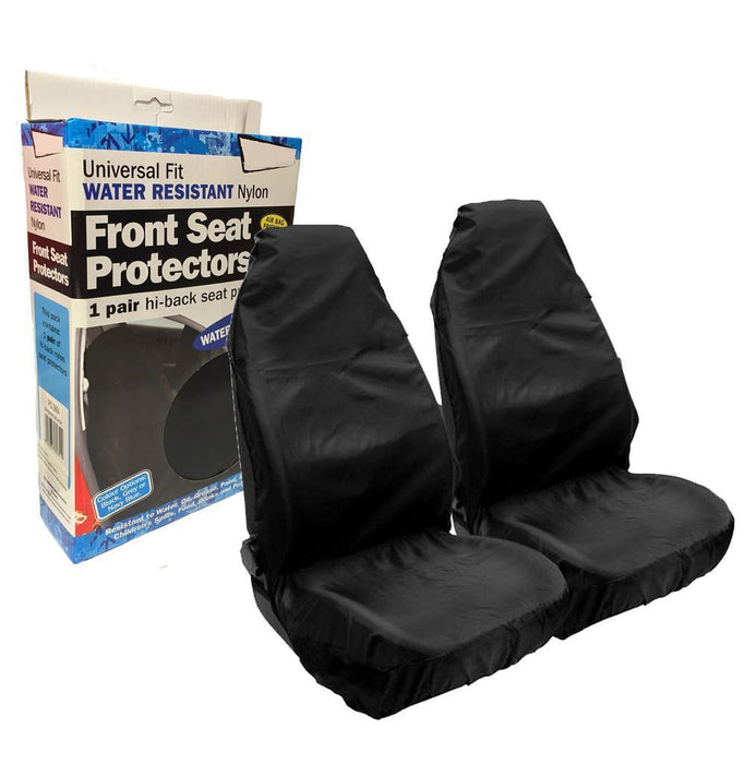 Universal Fit Front Seat Protector Covers Heavy Duty Waterproof Cover Black Pair HDFBKSC
