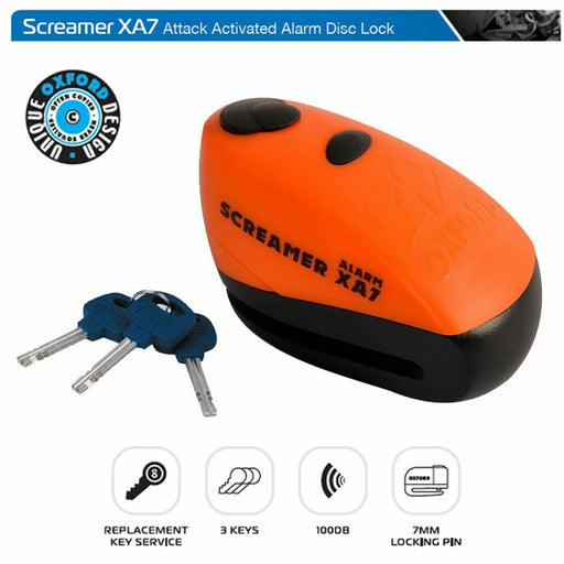 Universal Oxford Screamer XA7 Disc Lock Alarm Bike Security Orange LK281