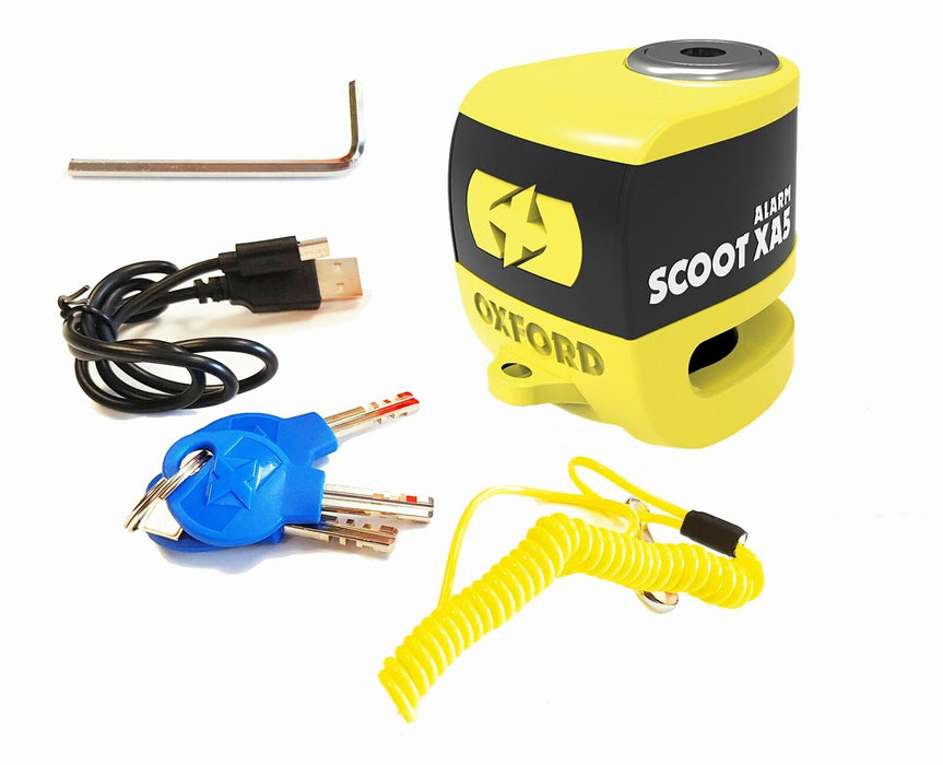 Universal Oxford SCOOT XA5 Alarm Disc Lock Security Motorcycle Yellow LK287