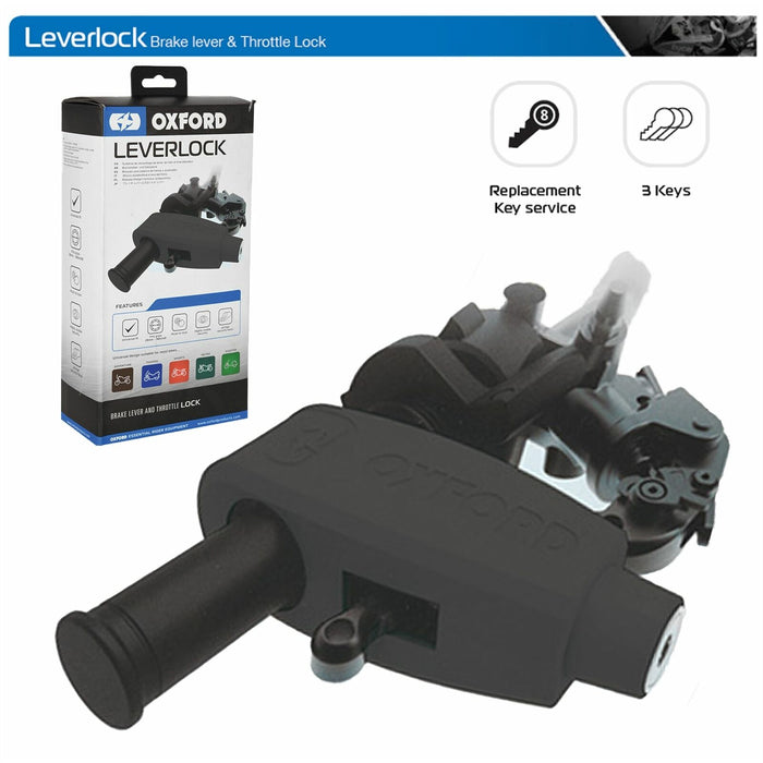 Oxford Motorcycle Brake Throttle Lever Lock Black LK300