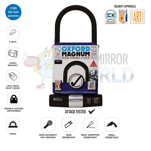 Universal Oxford Magnum Ultra Strong U-Lock 258mm Security Motorcycle OF172