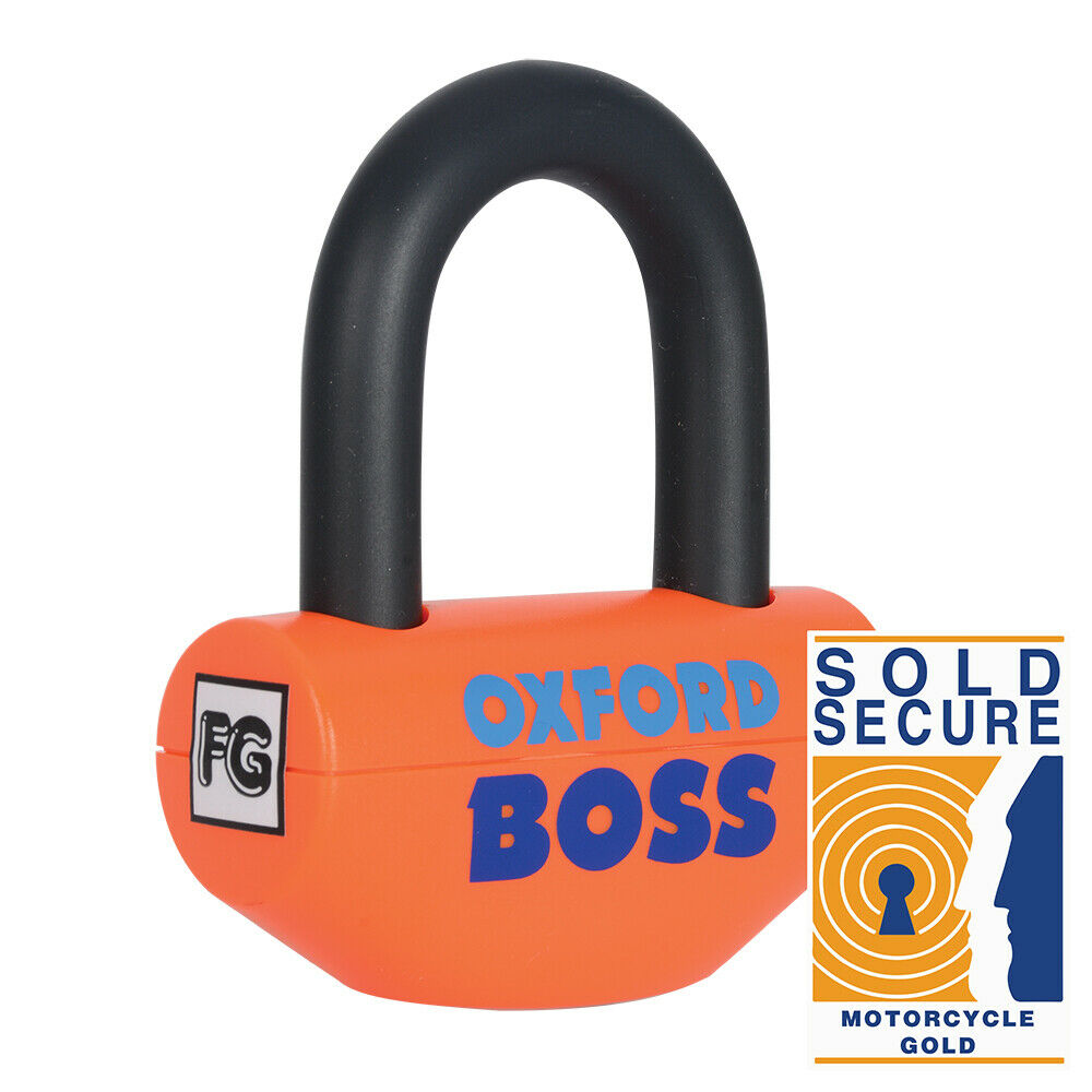 Universal Oxford Boss Super Strong Steel Motorcycle Motorbike Disc Lock Orange 12.7mm OF38