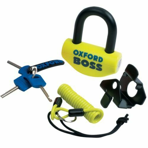 Universal Oxford Boss Motorcycle Motorbike Thatcham Approved Disc Lock 14mm Yellow OF44