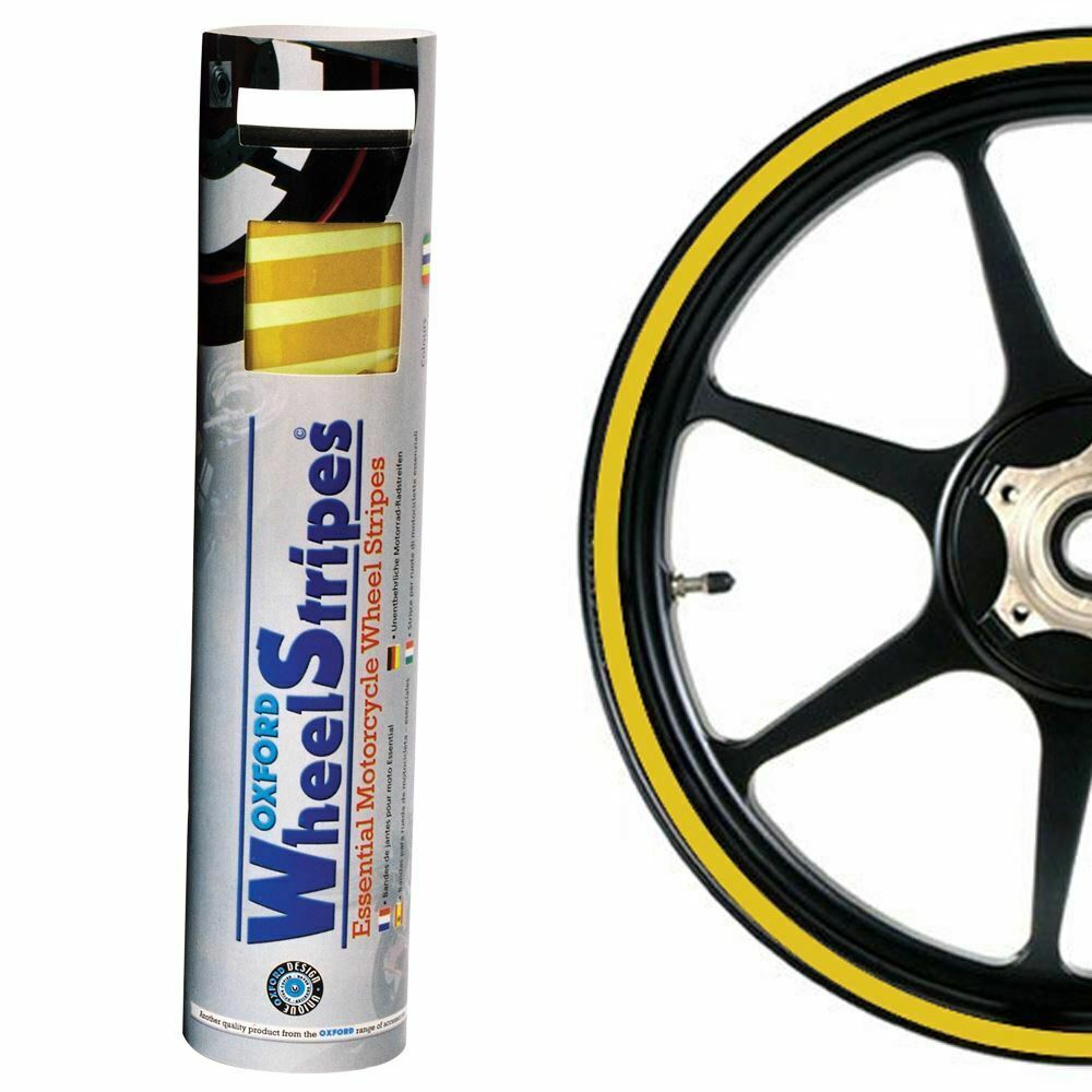 Universal Oxford Motorcycle Curved Wheel Rim Sticker Decal Stripes Yellow OF515