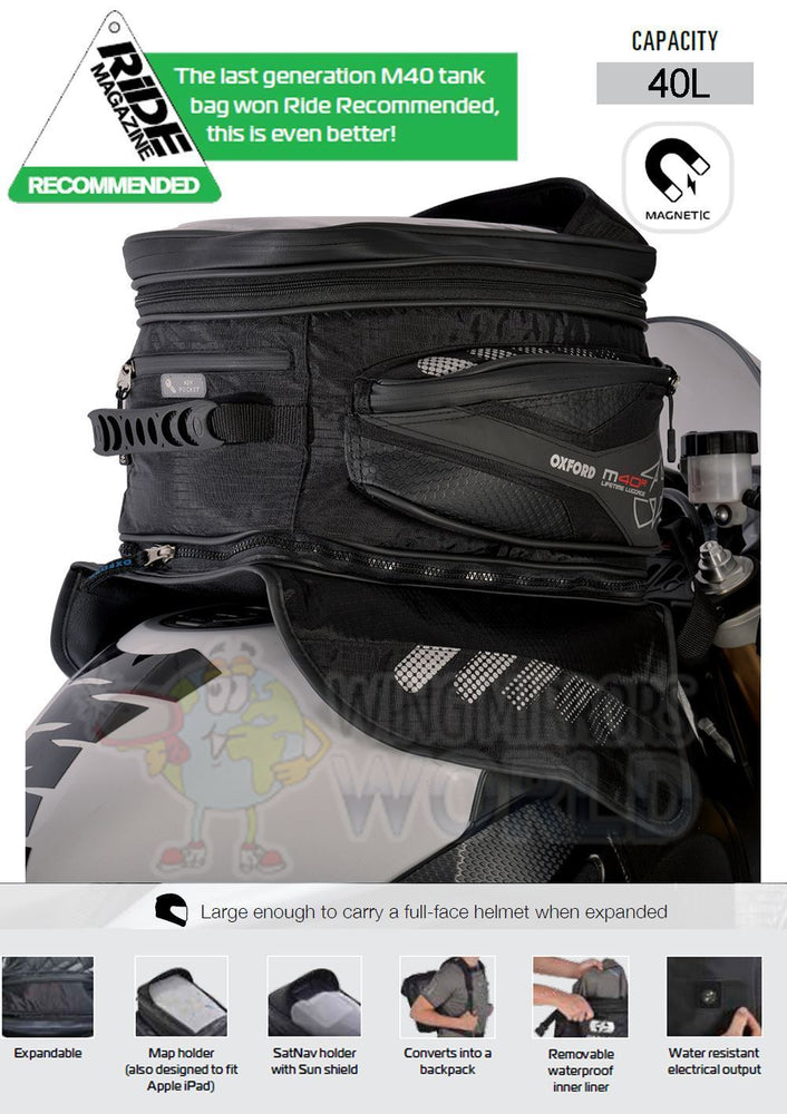 Universal Oxford M40R Magnetic Luggage Tank Bag 40L Sat Nav Black OL205