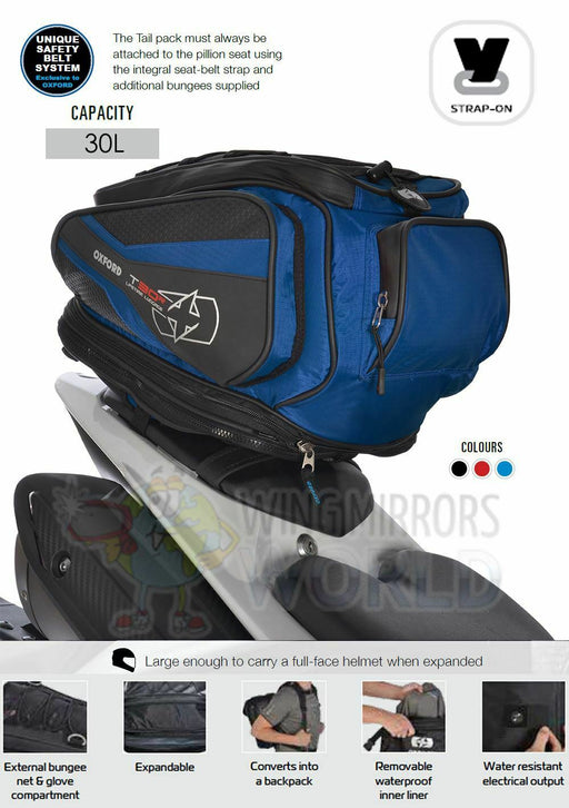 Universal Oxford T30R 30L Pillion Seat Tail Pack Bag Luggage Motorcycle Blue OL337