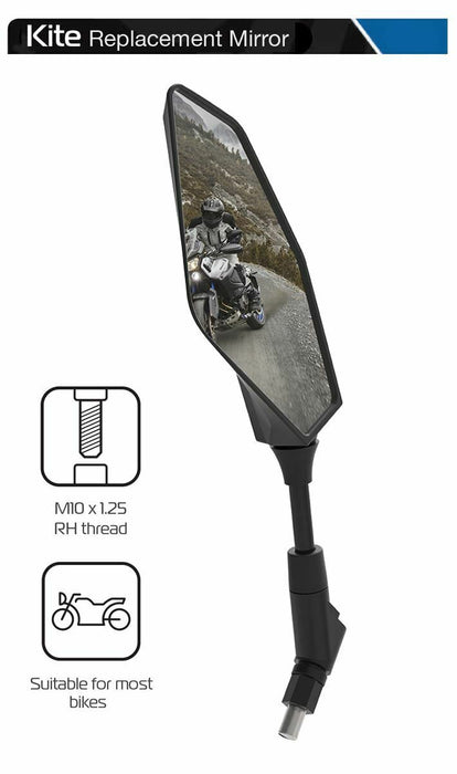 Universal Oxford Kite Motorcycle Rearview Mirror Glass Left Side 10mm OX155