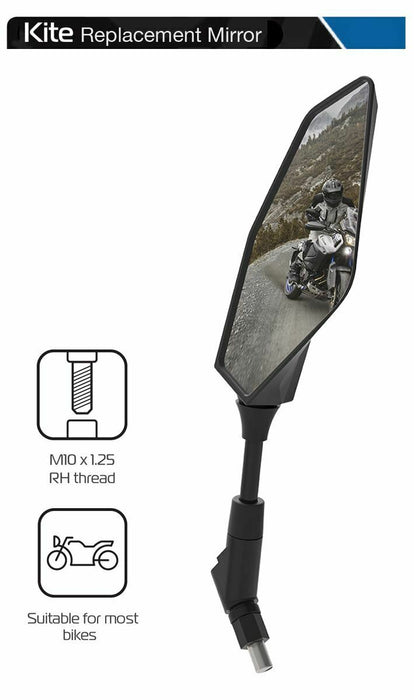 Universal Oxford Kite Motorcycle Rearview Mirror Glass Right Side 10mm OX156
