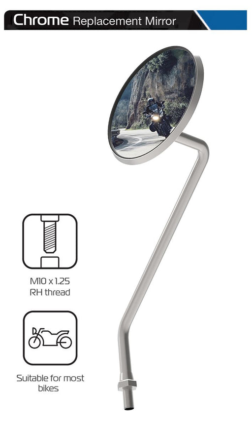 Universal Oxford Chrome Motorcycle Rearview Mirror Glass Right Side 10mm OX568