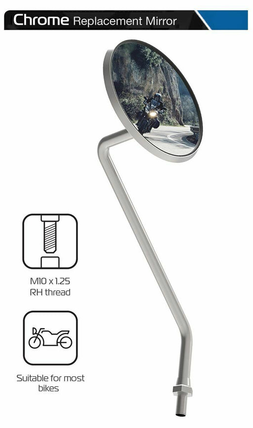 Universal Oxford Chrome Motorcycle Rearview Mirror Glass Left Side 10mm OX569