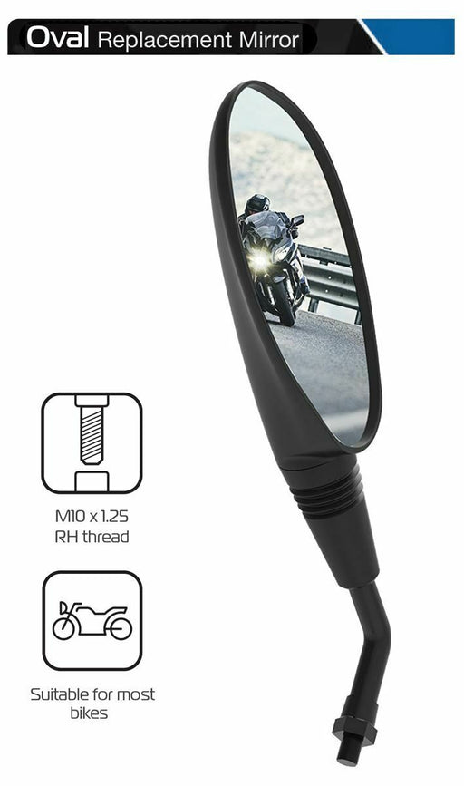 Universal Oxford Oval Motorcycle Rearview Mirror Glass Right Side 10mm OX573