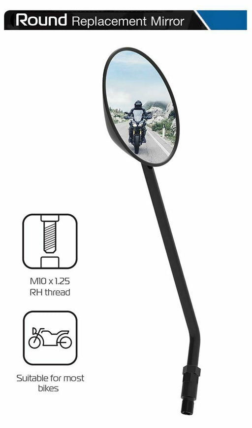 Universal Oxford Round Motorcycle Rearview Mirror Glass Left Side 10mm OX576