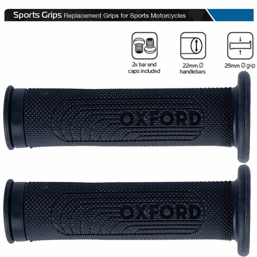 Universal Oxford Motorcycle Handlebar Sports Grips 119mm Inc Bar End Caps OX603