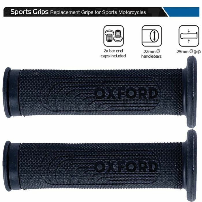 Universal Oxford Motorcycle Handlebar Sports Grips 119mm Inc Bar End Caps OX603