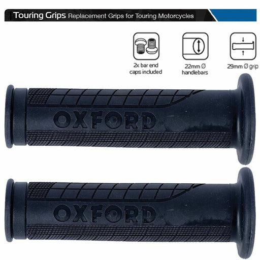 Universal Oxford Motorcycle Replacement Handlebar Touring Grips 119mm & Caps OX604