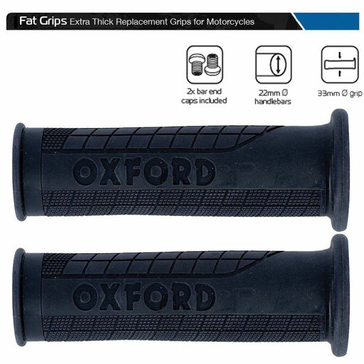 Universal Oxford Motorbike Handlebar Fat Grips 119mm Trimable Inc Bar End Caps OX605