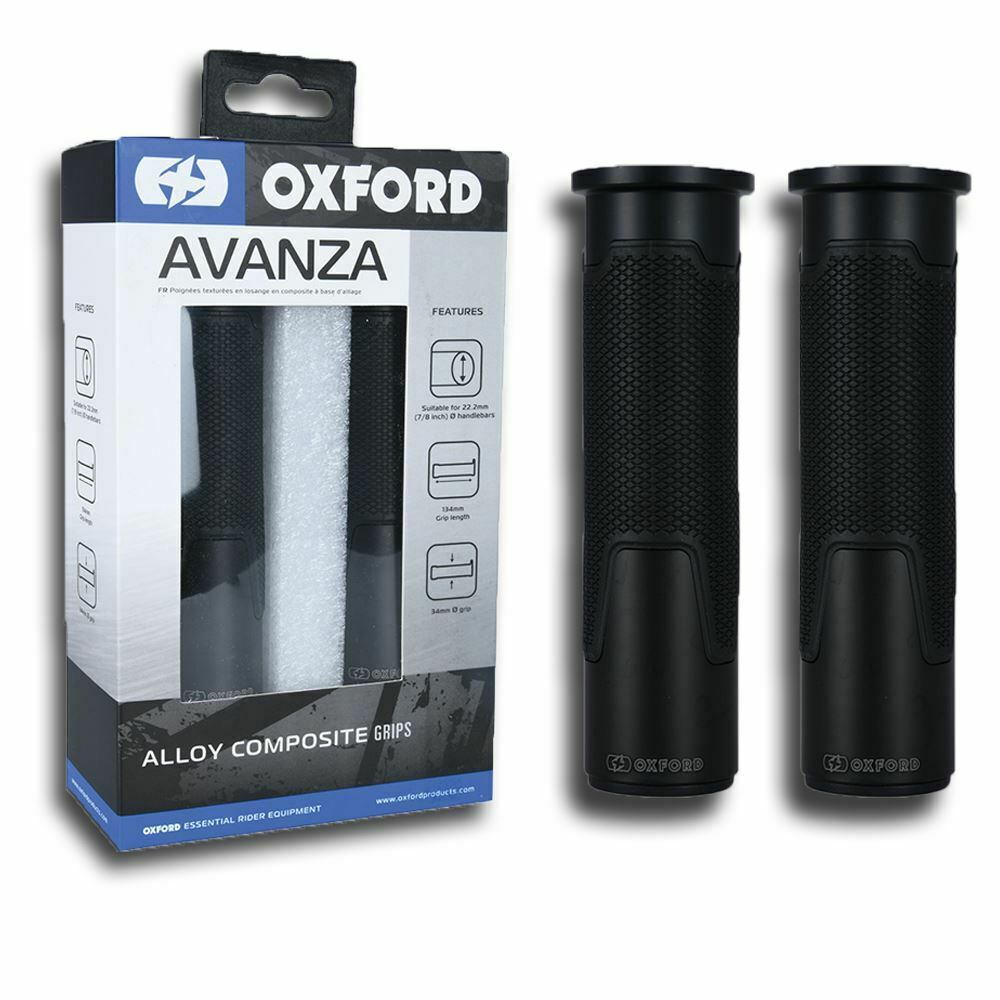 Universal Oxford Motorcycle Avanza Handlebar Grips Black Alloy OX611