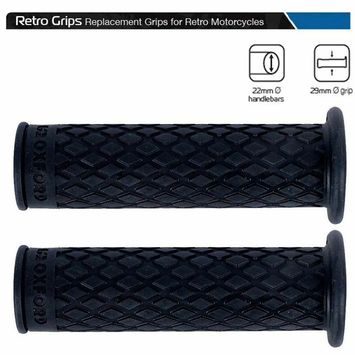 Universal Oxford Motorcycle Handlebar Retro Grips 119mm Motorbike OX620