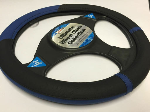 Universal Fit Black & Blue Steering Wheel Cover Glove 37cm SWWG15