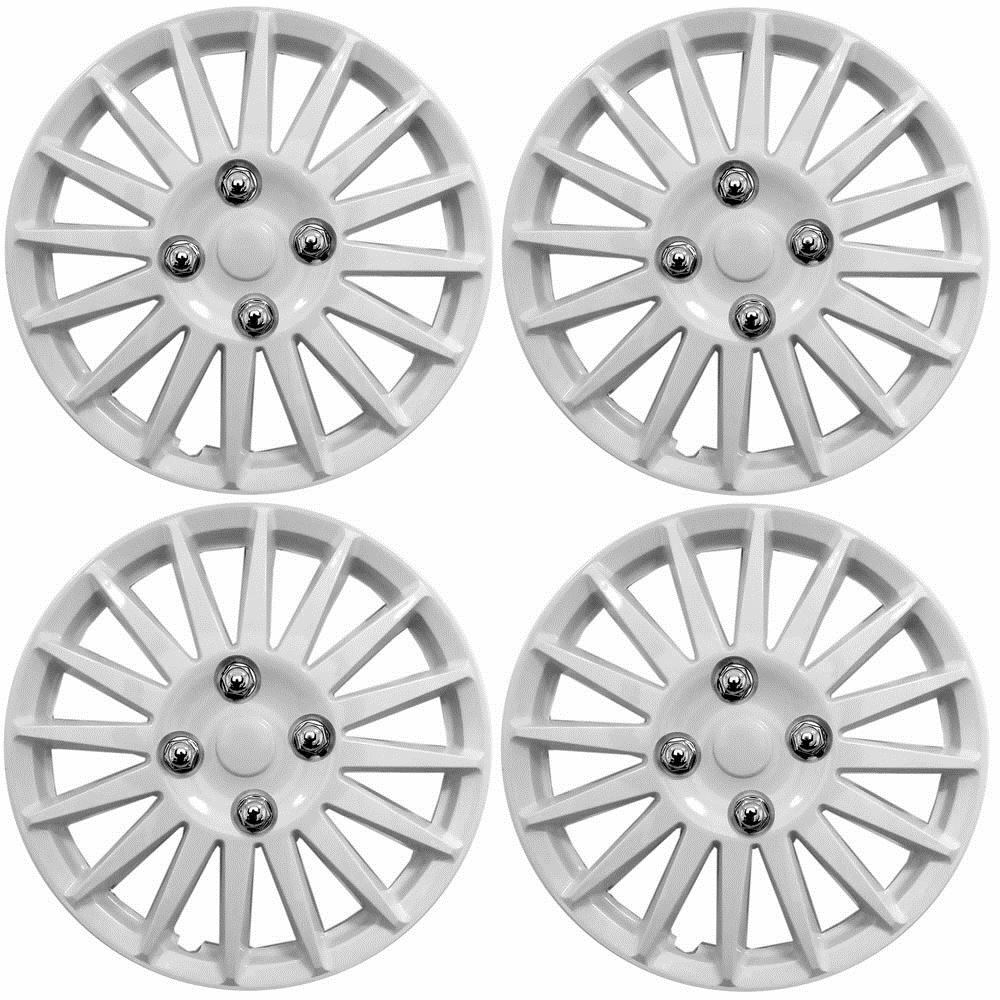 Universal Car Wheel Trims Hub Caps Plastic Covers Lightning 14" White SWUX68