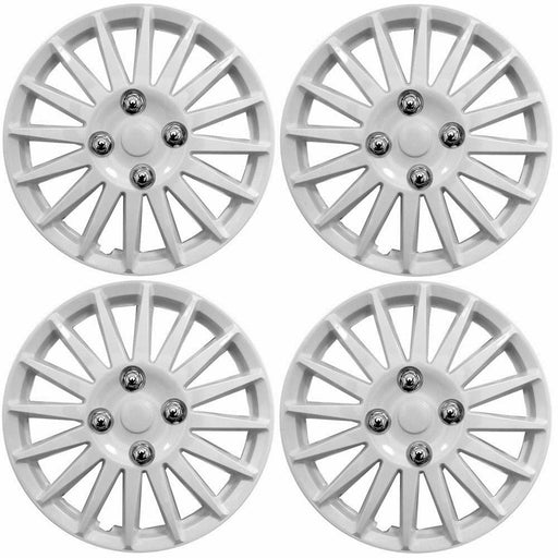 Universal Car Wheel Trims Hub Caps Plastic Covers Lightning 14" White SWUX68