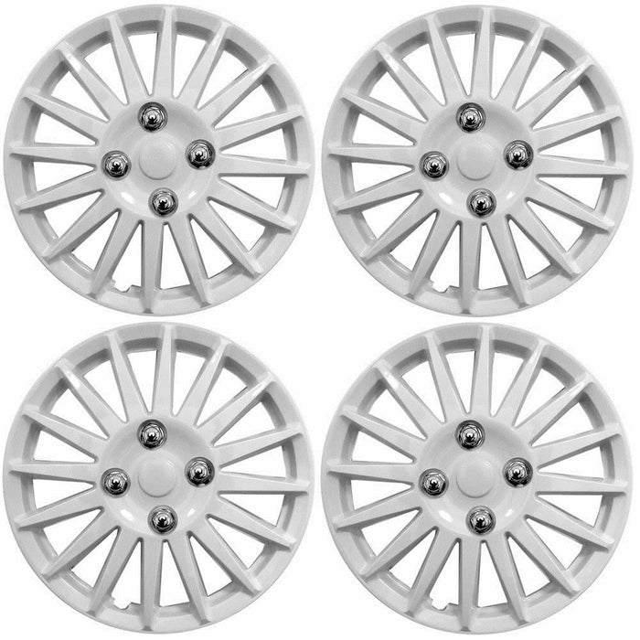 Universal Car Wheel Trims Hub Caps Plastic Covers Lightning 14" White SWUX68